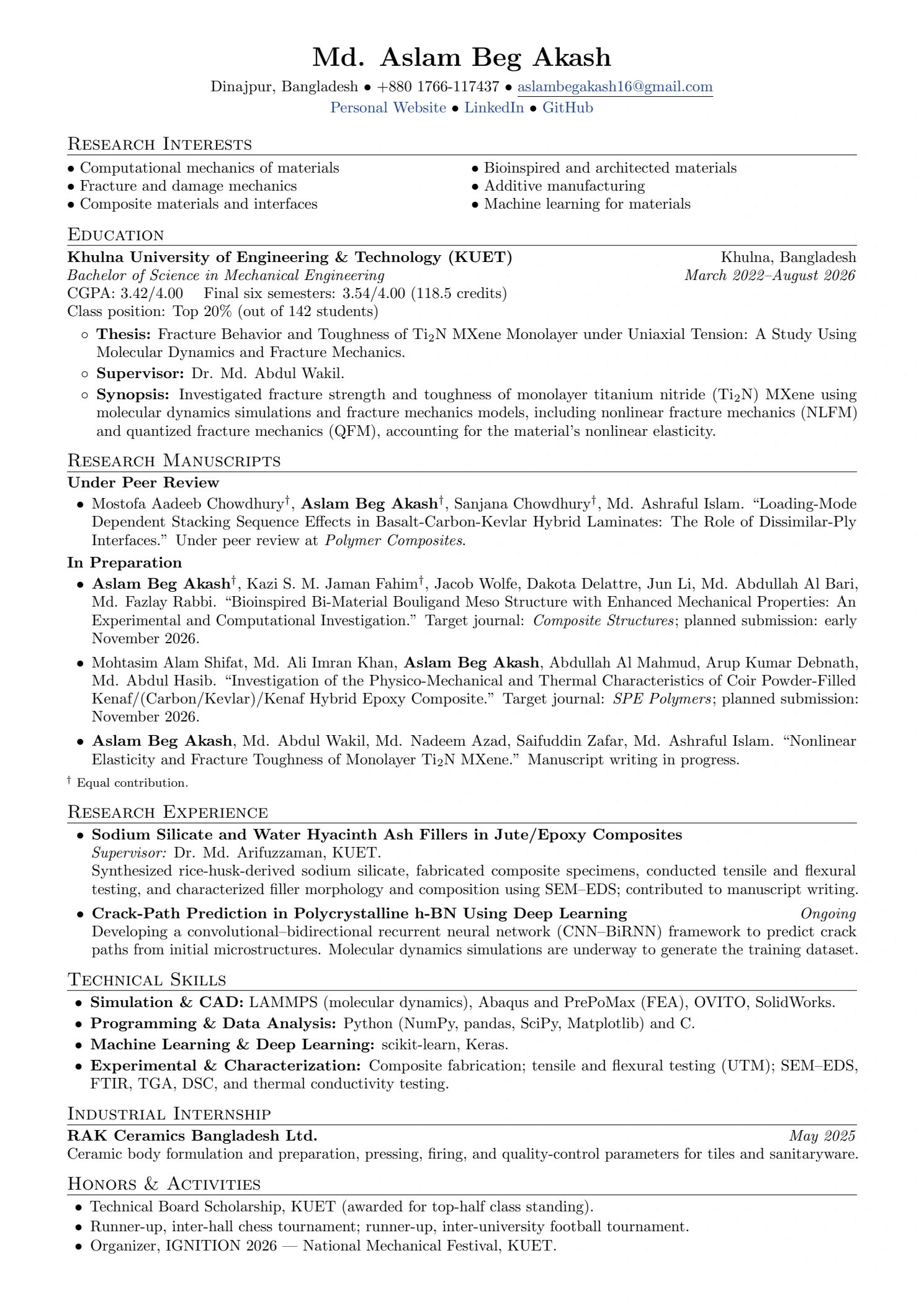 Thumbnail of the one-page academic CV