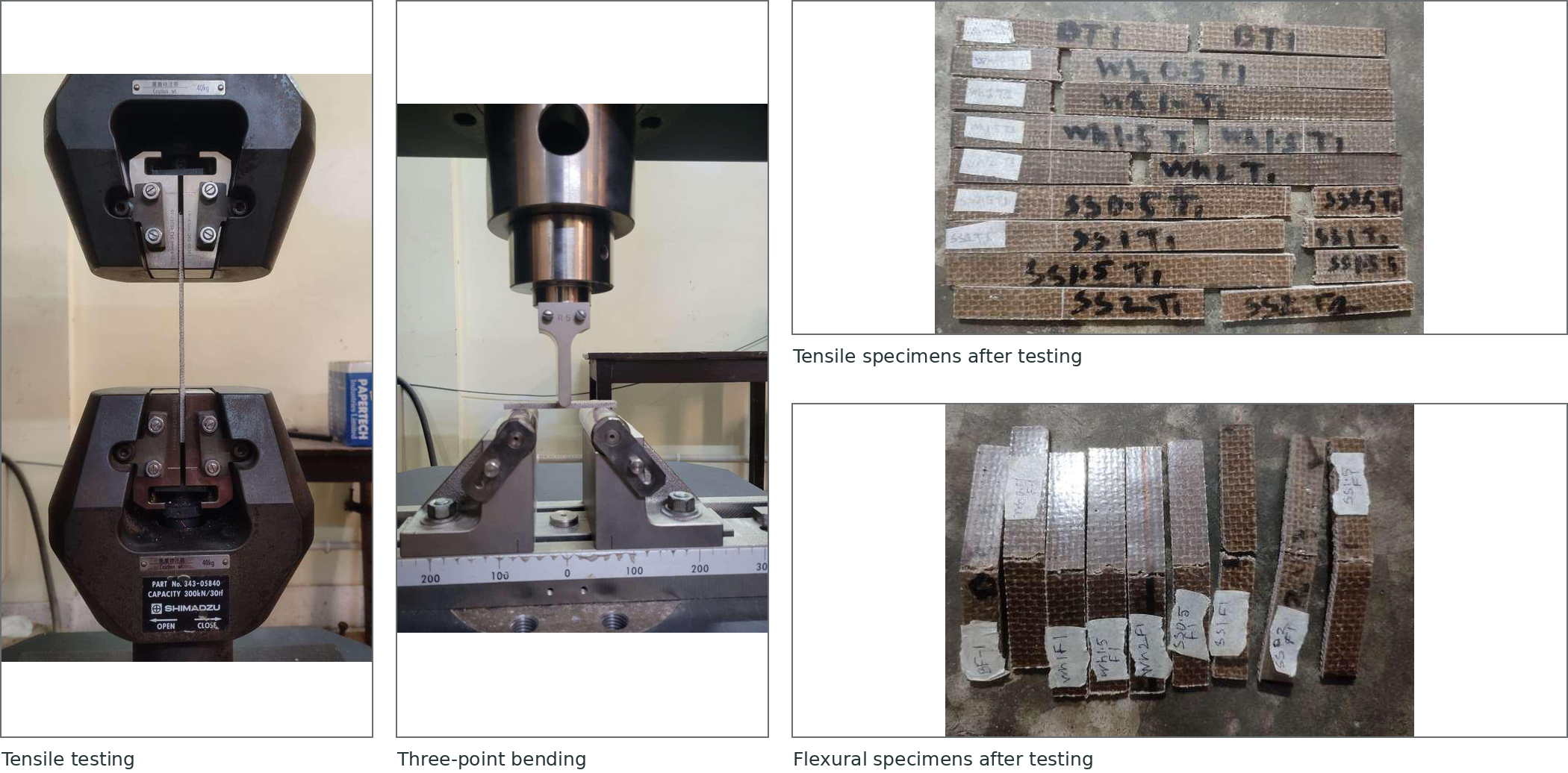 Tensile and bending tests with recovered specimens